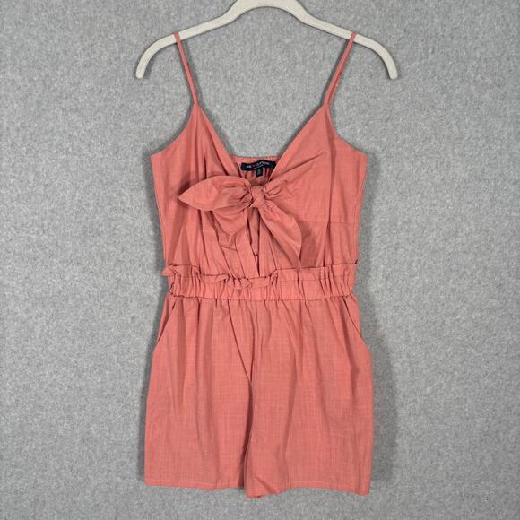 one clothing Pants - One Clothing Romper Small Coral‎ Bow Tie Pockets Spaghetti Straps Resort Cruise